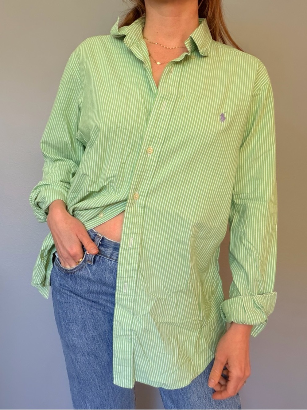 Ralph Lauren Striped Green button down